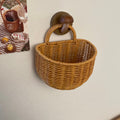 Imitation rattan wall-mounted storage basket retro storage basket satchel small basket fruit basket vegetable basket sundries storage basket