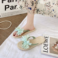 Women's summer flip-flops: fashionable floral & bowknot design, trendy thong sandals, beach shoes, non-slip slides for seaside wear
