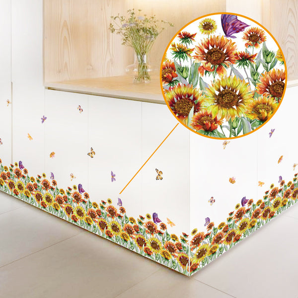 Sunflower skirting wall sticker warm bedroom entrance cabinet bay window bathroom background decorative sticker HM71016