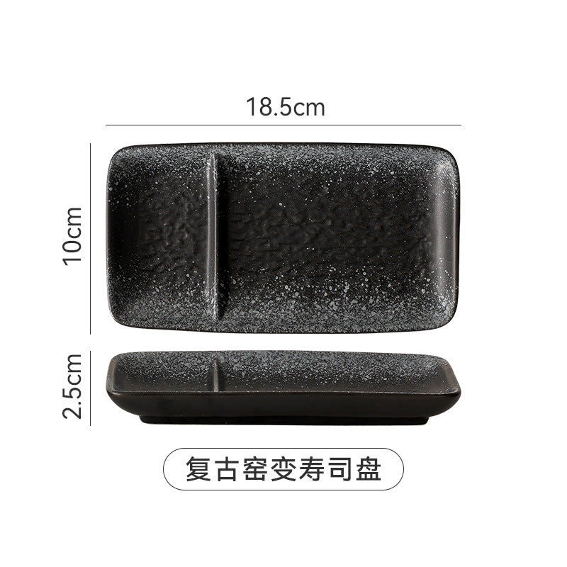 Japanese-style divided plate ceramic dinner plate for home use, single serving creative ceramic sushi plate with sauce dishes, restaurant commercial use