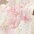European and american style cross-border new children's clothing short climbing lace mesh flying sleeves tie back embroidered beaded pearl climbing jumpsuit