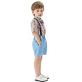 Kids' hong kong style floral shirt performance costume, boys' street dance outfit, runway dress, boys' host outfit, children's day performance costume