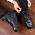 Men's winter warm cotton shoes - fleece lined, non-slip, casual high-top cotton shoes for men, elderly cotton shoes, men's leather cotton shoes for seniors