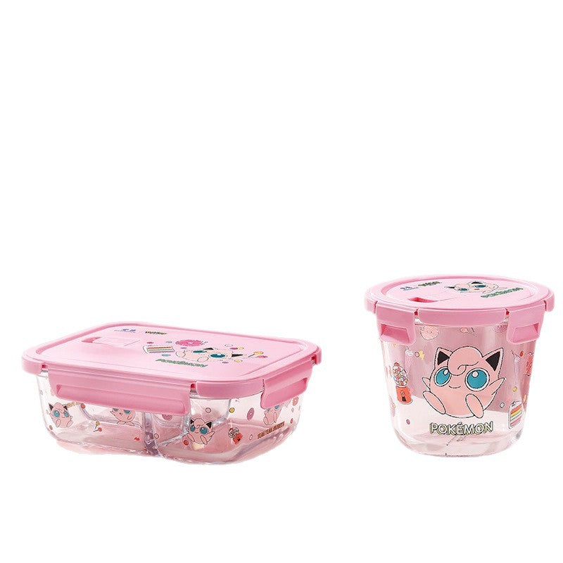 Pokémon glass lunch box - high borosilicate glass bowl - microwaveable food container - food storage container - bento box for students and office workers