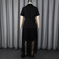 New arrival cross-border lace waist short-sleeved shirt lace double-layer cut out style skirt two-piece set2pcsset