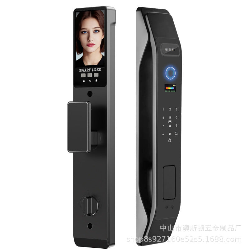 Smart lock 3d visual intercom face recognition smart door lock fingerprint lock home wooden door password lock manufacturer in stock
