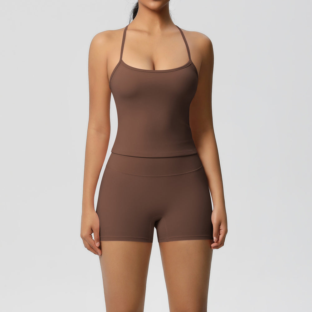 Ready-to-ship, solid color, double-sided brushed, racerback, longline tank top for women. perfect for running, fitness, yoga, and other workouts
