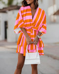 2023 new autumn v-neck loose batwing sleeve printed dress for women - perfect for independent stores, wish, and amazon