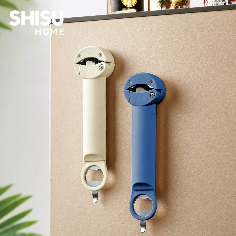 Universal bottle opener & can opener - multi-functional home appliance for opening bottles, cans, and jars - manual lid remover