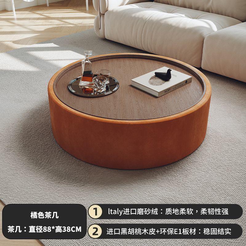 Italian round storage coffee table small apartment for home living room casual cream style retroaccessible luxury living room classy side table