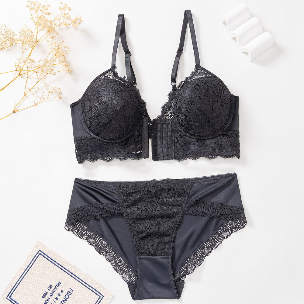 fashionlace bra suit push-up front button push-up breast adjustment women's bra