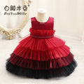 Export kids dress red bead chain princess dress female doll children's day chorus performance skirt kids dress
