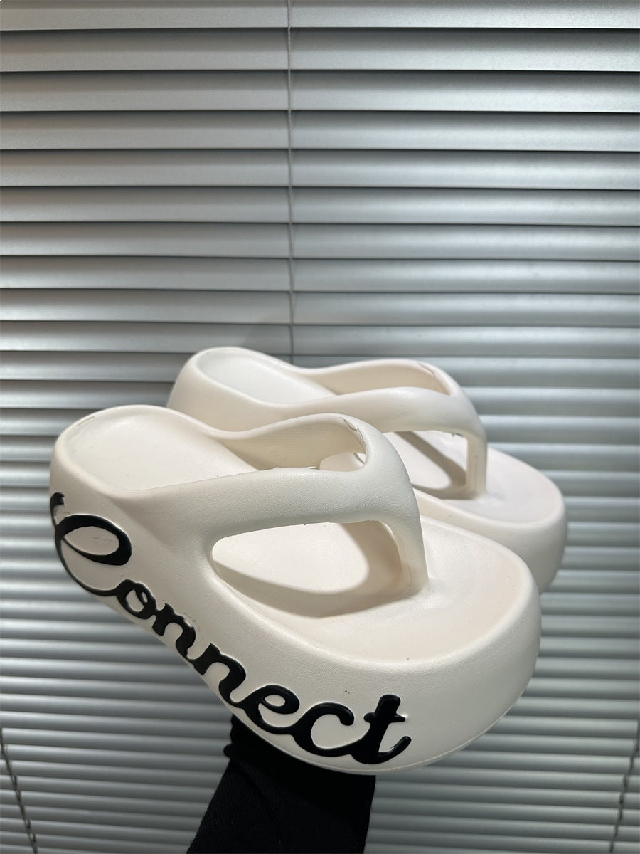 8cm popular platform flip-flops for women, new 2026 summer collection, stylish outdoor sandals