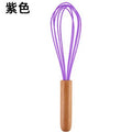 Factory in stock stainless steel handheld manual wooden handle egg whisk mixer 10inch silicone wire beech wood handle