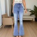 Women's denim jeans for export,  new collection: european and american style, stretch, washed, distressed, slightly flared, elegant commuter jeans