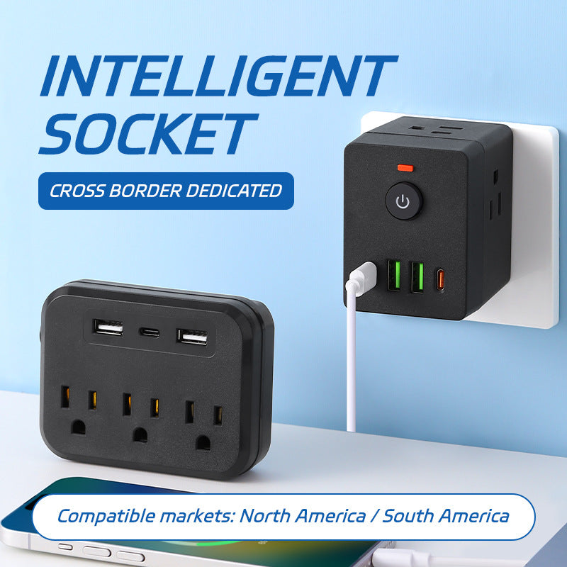 Factory direct us standard power strip adapter with usb ports - wireless socket for us, canada, and mexico