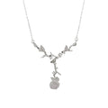 [titanium steel] gorgeous full diamond rose copper inlaid zirconium necklace light luxury niche high-end collarbone chain earrings set