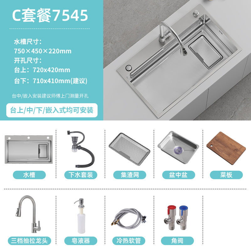 Double slag collection sink large single slot high quality stainless steel kitchen sink thickenedfor home dishwashing sink vegetable sink