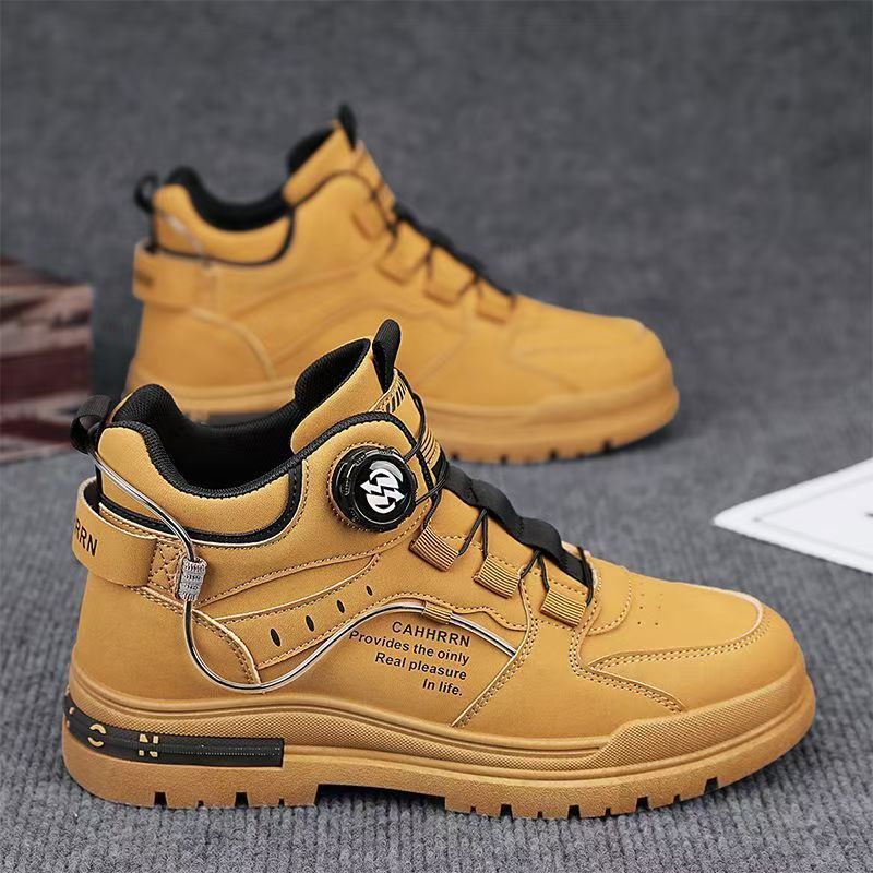 Boots men's high-top spring british style retromencasual leather shoes mid-top waterproofnon-slipworkwear boots