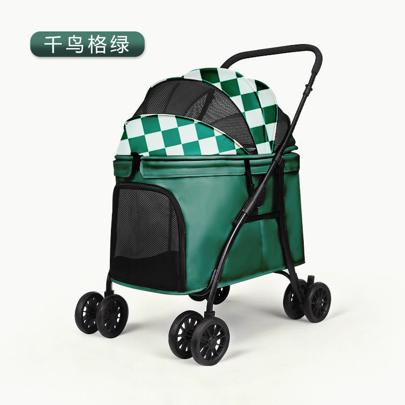 Outdoor medium and large dog pet stroller, foldable cat stroller, dog stroller, double pet wholesale, breathable and customizable