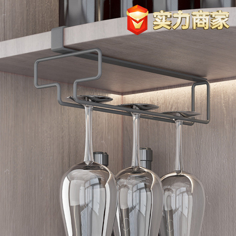 No punching red wine glass rack upside down rack household creative wine rack wine cabinet hanging hanging goblet storage rack
