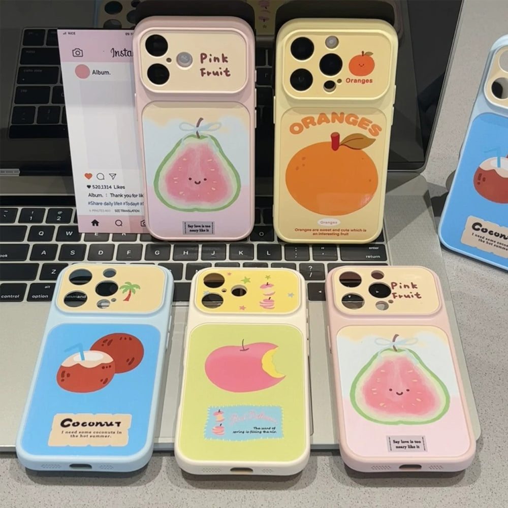 Suitable for apple 17promax mobile phone case, contrasting color large window, fresh cartoon fruit iphone18 anti-fall soft case