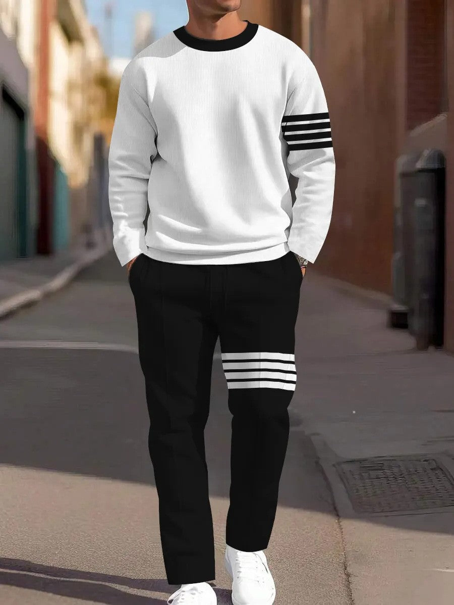 cross-border e-commerce 3d digital print men's autumn/winter new casual fitted long-sleeve hoodie and pants set