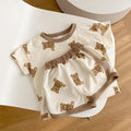 Summer korean style baby cute cartoon bear two-piece set - trendy & breathable loungewear for toddlers & infants (boys & girls)