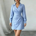 summer new women's clothing - cross-border european & american style - fashionable & elegant v-neck striped ruched bodycon dress