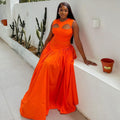 European and american cross-border women's clothing:  summer new arrivals - sweet & cute round neck, hollow-out, slim-fit, sleeveless maxi dress