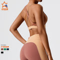 Eco-friendly fabric yoga tank top - crisscross back, color block design, built-in bra, perfect for yoga, running, casual wear, and fitness