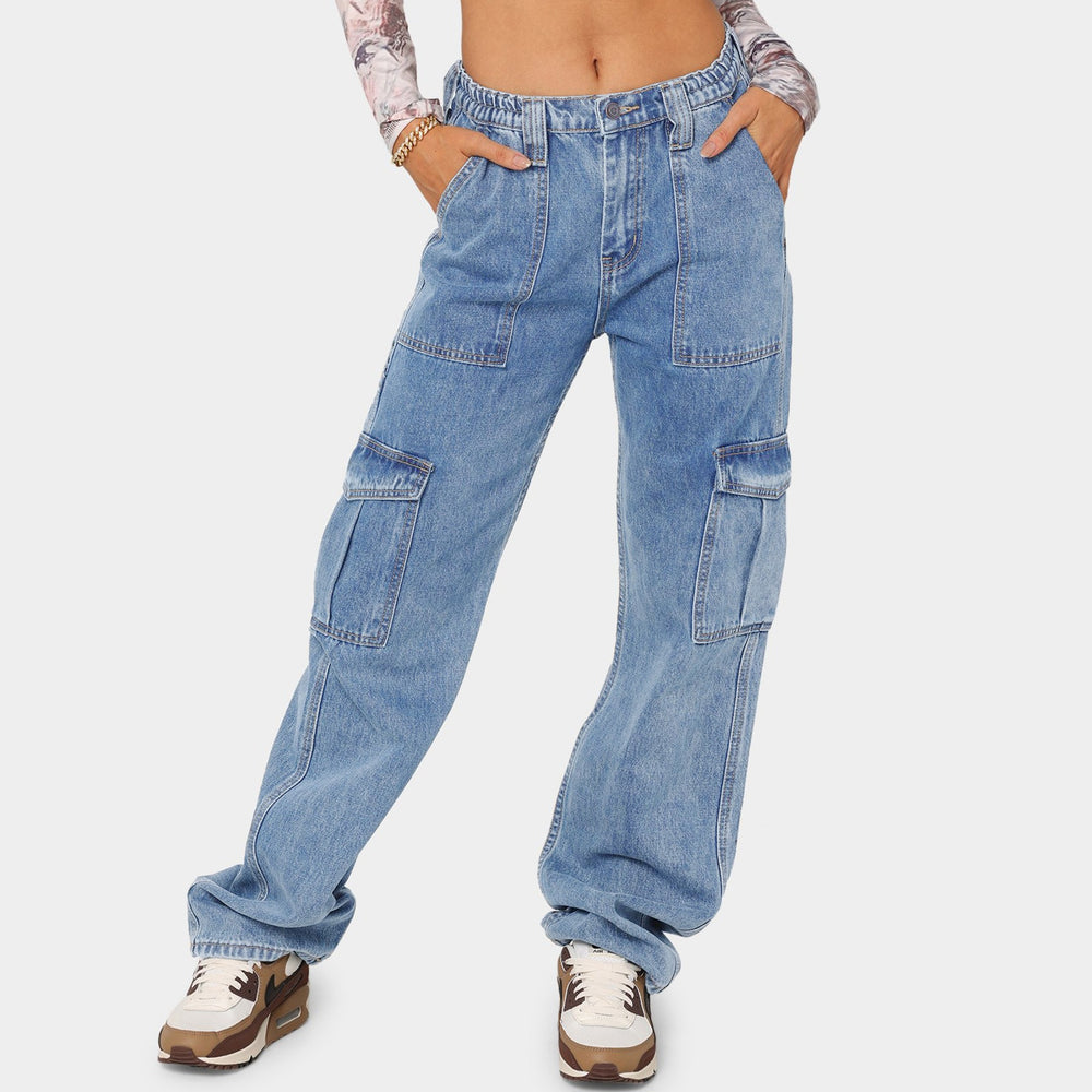 Ebay fashion cross-border  new arrival denim semi-elastic design stylisheasiest for matchworkwear pants  women's fashion