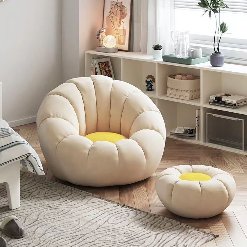 Cream style lazy sofa can lie down and sleep pumpkin casual chair cashmere fabric single sofa light gray stuffed
