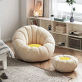 Cream style lazy sofa can lie down and sleep pumpkin casual chair cashmere fabric single sofa light gray stuffed