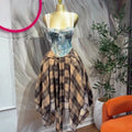 Fashion cross-border women's clothing  summer new style elegant jacquard fishbone vest topsplaid skirt suit