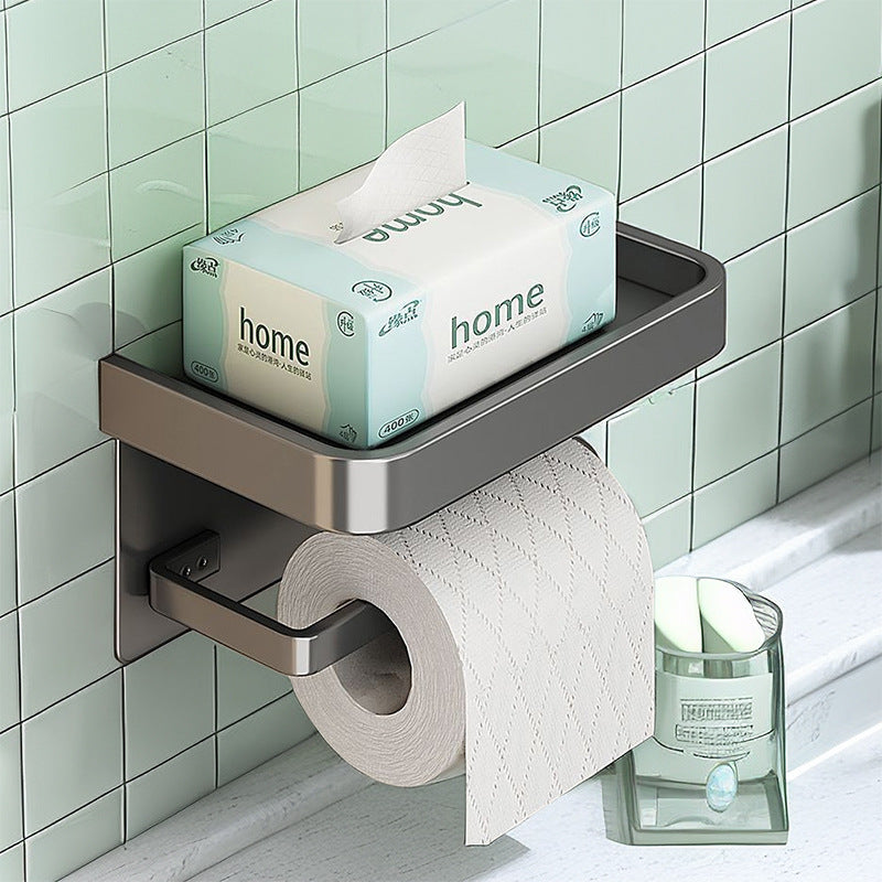 Gun gray bathroom tissue box punch-free wall-mounted toilet tissue box toilet paper storage rack bathroom roll paper rack