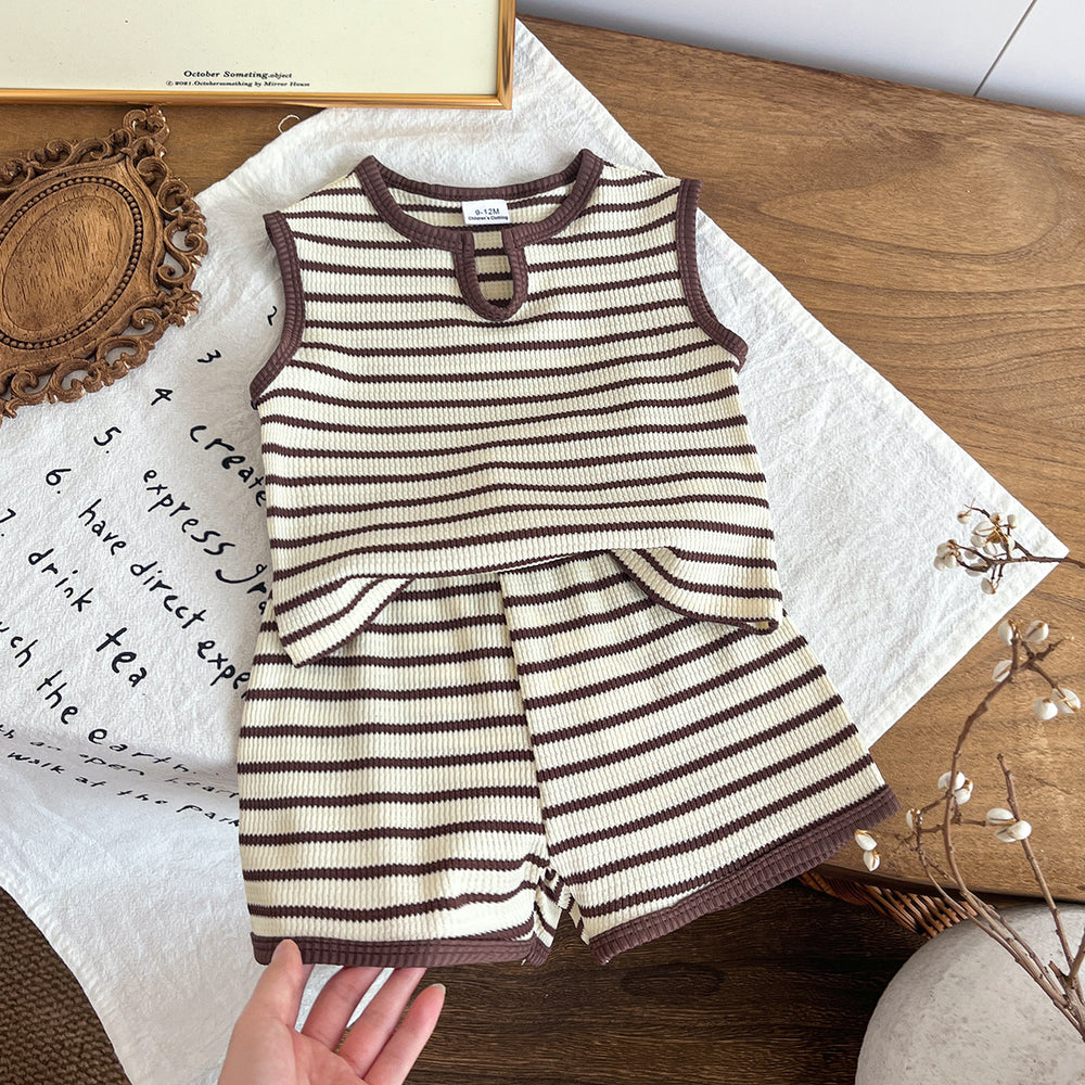Baby clothing kids set children outfit stripes short-sleeved t-shirt shorts two-piece set
