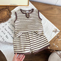 Baby clothing kids set children outfit stripes short-sleeved t-shirt shorts two-piece set