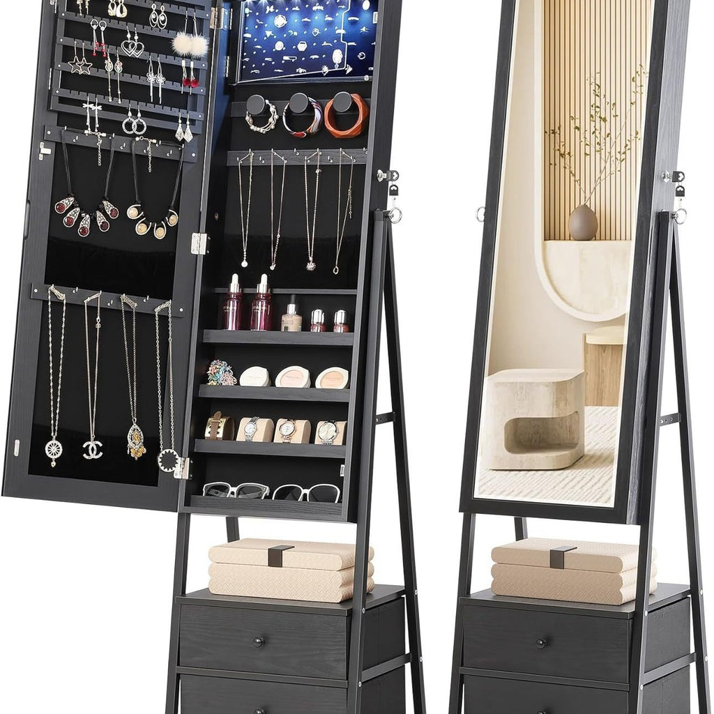 European-style jewelry storage cabinet apartment B & B full body floor mirror household makeup full-length mirror smart light box