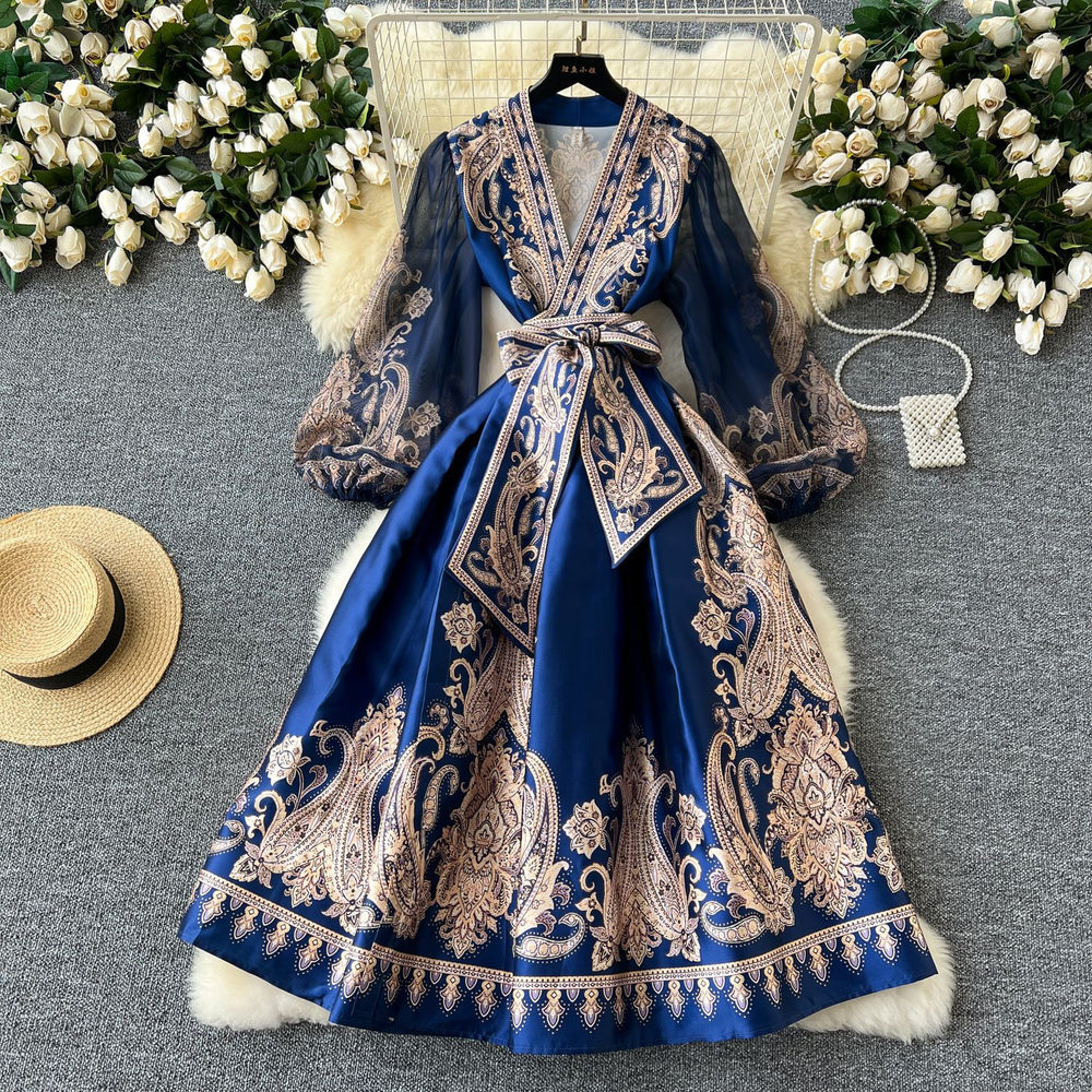 High-end evening gown for socialites: a chic, one-piece dress with cinched waist and tie detail – perfect for parties and everyday wear