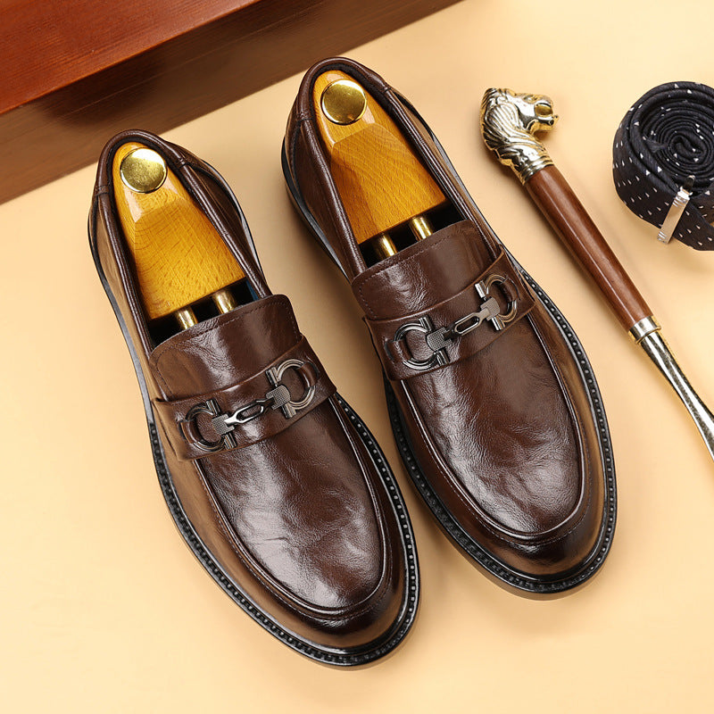 Men's leather shoes: new trendy fashion business dress shoes, non-slip, wear-resistant, slip-on loafers, casual moccasins