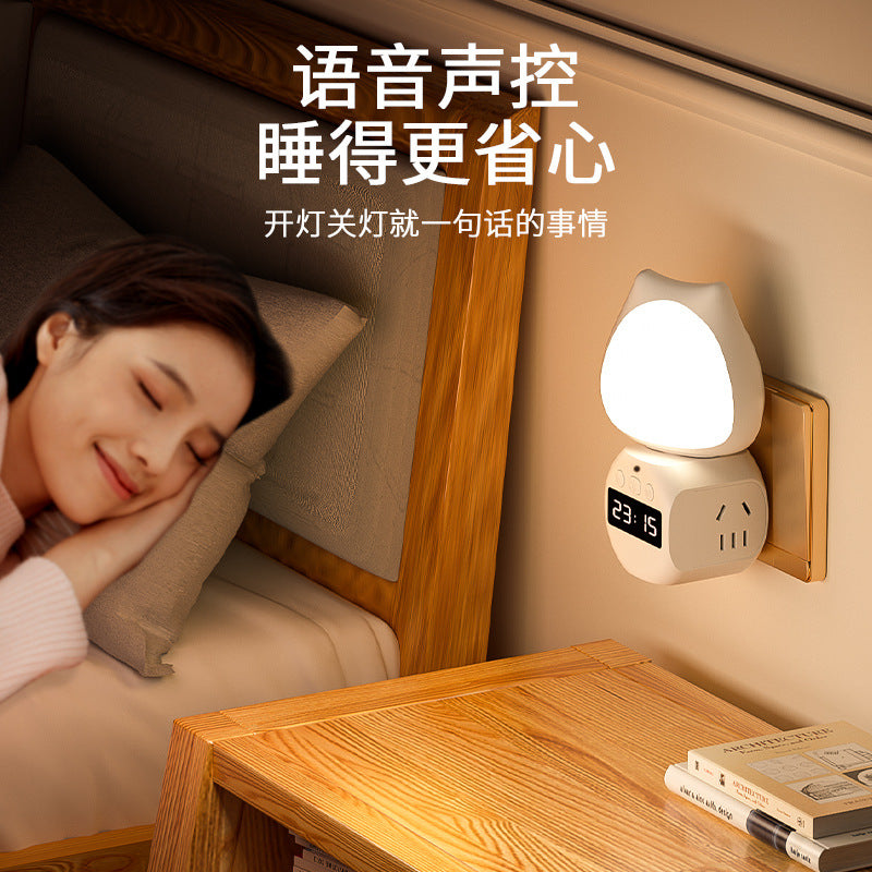 Smart voice control lamp multifunctional socket desk lamp all-in-one remote control for home bedroom bedside lamp night light