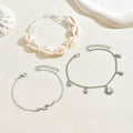 European and american new style minimalist natural shell summer anklet set - casual beach vacation style adjustable anklet jewelry