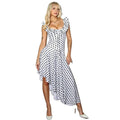 Amazon bestselling women's summer  new slim-fit u-neck ruffle trim polka dot asymmetrical hem dress
