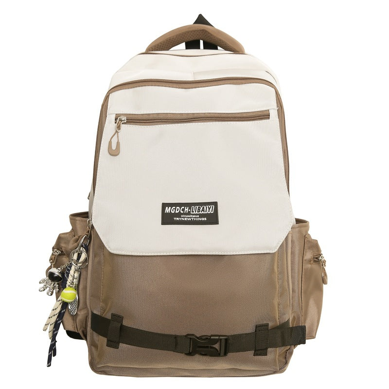 New spring and summer trend schoolbag junior high school backpack large capacity high school color matching outdoor travel computer bag