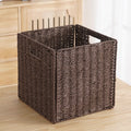 Imitation rattan woven storage basket plaid box foldablecasual dirty clothes storage basket square toy snack storage