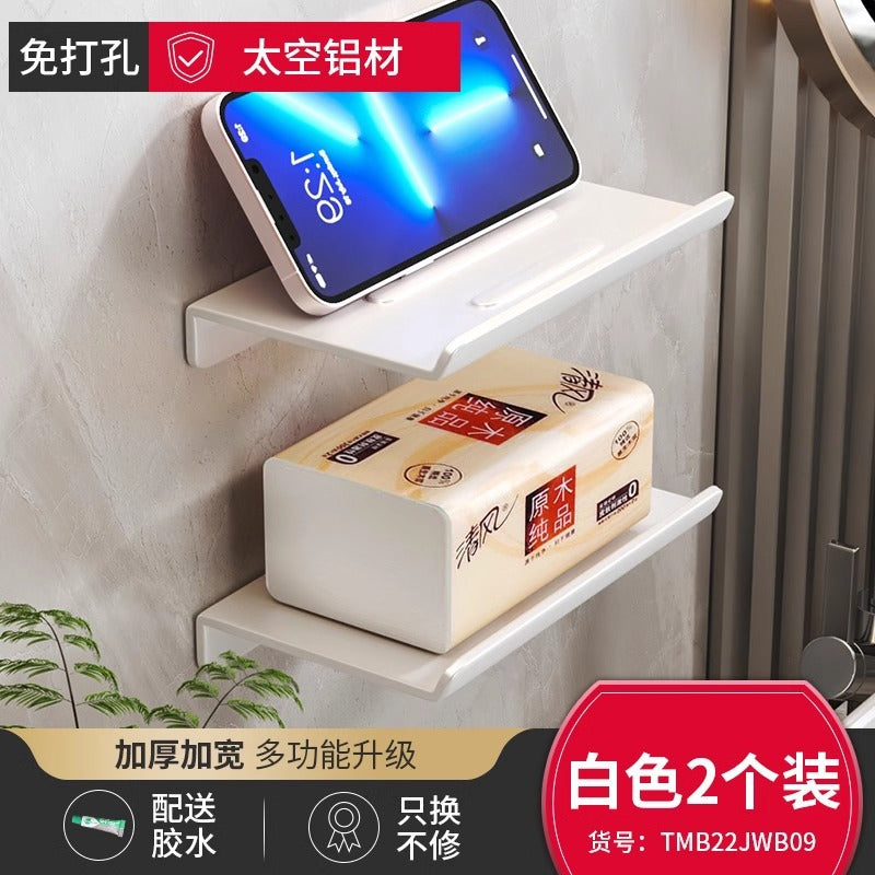 No punching toilet tissue box toilet mobile phone rack wall-mounted roll paper rack bathroom shelf tissue rack