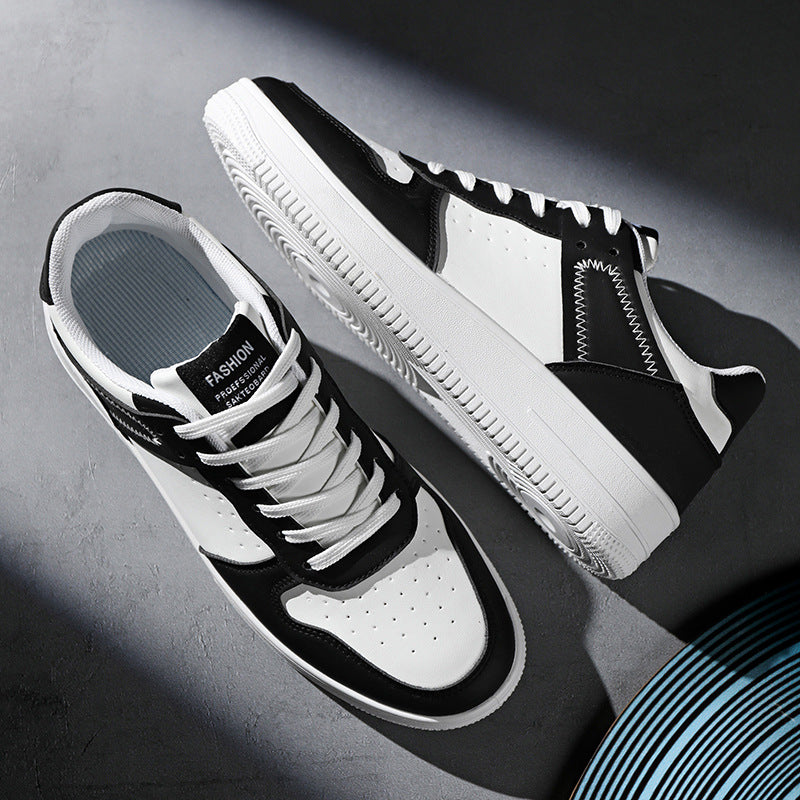 Men's 2026 spring breathable low-top white sneakers: trendy skate shoes for teens, versatile casual athletic footwear
