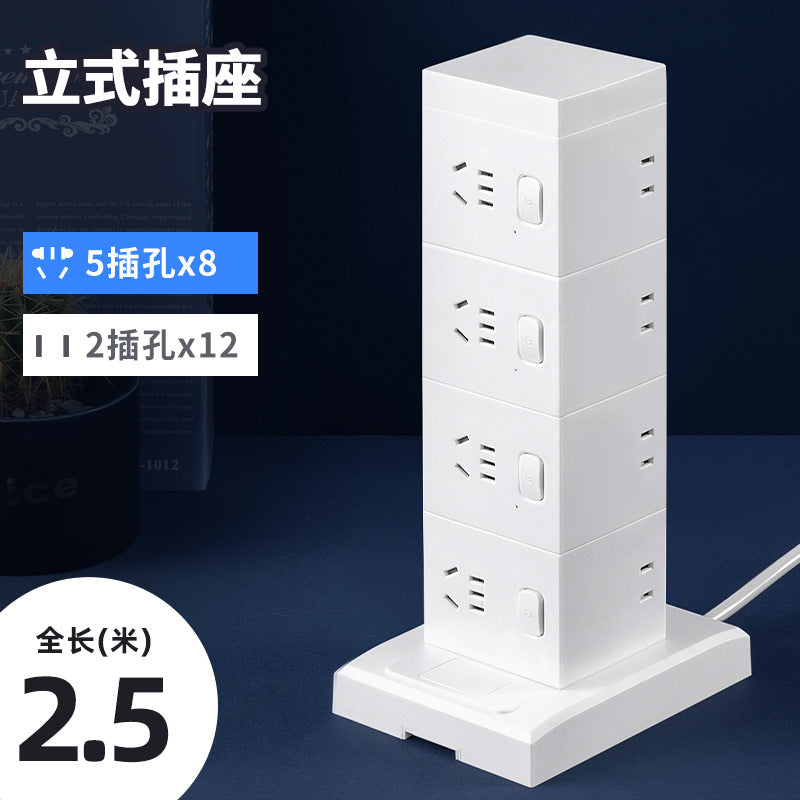 Smart tower power strip with night light, multi-port usb, and long cord – home power strip with multiple outlets