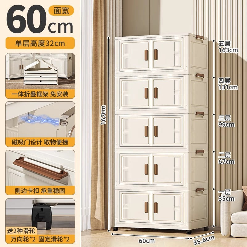 Younai Shelf Household Baby Children's Locker Clothes Toy Organizing Cabinet Free Installation Folding Storage Cabinet